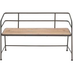 Olivia & May Black Iron Wood Industrial Iris Settee Bench