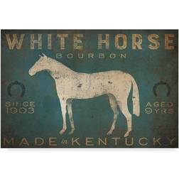 Trademark Fine Art White Horse with Words Blue Fowler Floater Frame Wall Decor