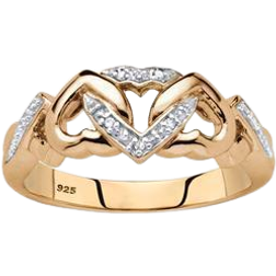 PalmBeach Interlocking Hearts Promise Ring - Gold/Diamonds