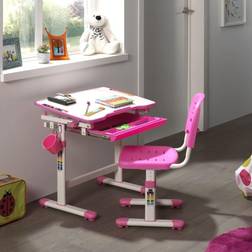 Vipack Adjustable Kids Desk Comfortline 201 with Chair Pink