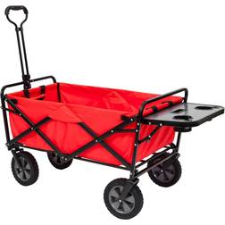 Mac Sports Collapsible Folding Outdoor Garden Utility Wagon Cart with Table, Red
