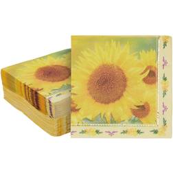 50 Pack Sunflower Paper Cocktail Napkins for Birthday Baby Shower Party Supplies (5 x 5 in)