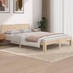 vidaXL brown, 140 Solid Wood Pine Bed Frame Sängram