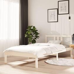 vidaXL white, 90 Solid Wood Bed Frame Sängram