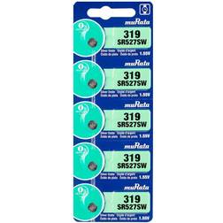 Murata 319 Battery SR527SW 1.55V Silver Oxide Watch Button Cell (5 Batteries)