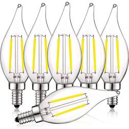 Luxrite 40-Watt Equivalent CA11 Dimmable LED Light Bulbs UL Listed 5000K Bright White (6-Pack)