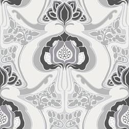 Joaquin Black Art Nouveau Floral Wallpaper