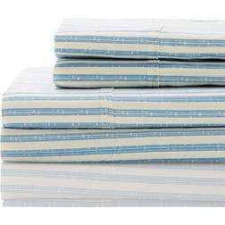Sets NAVY Bamboo Stripe Bed Sheet Blue