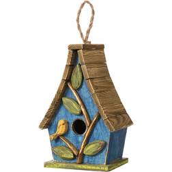 GlitzHome 12.5'' H Distressed Birdhouse with 3D Leaves