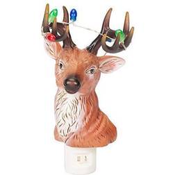 Roman Holiday Deer With Blinking Antlers 8.75 Acrylic Plug-in Bubble Night Light