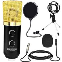 5 Core XLR Microphone Condenser Mic for Computer PC Gaming, Podcast Desktop Tripod Stand Kit for Streaming, Recording, Vocals, Voice, Cardioids Studio