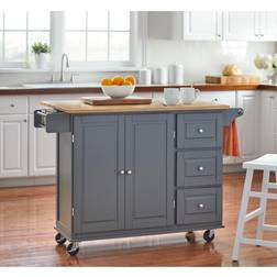 Buylateral 3-drawer Drop Leaf Kitchen Cart Trolley Table