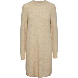 Pieces Ellen LS O-Neck Knit Dress - White Pepper