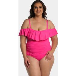 La Blanca Women's Plus Off Shoulder Ruffle One Piece Swimsuit 16W