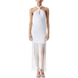 Alice + Olivia Steph Twist Neck Fringe Dress - Off White