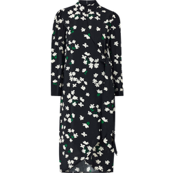 Object Floral Wrap Dress - Black