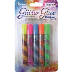 Glorex Glitter-Spiral-Glue 5x10,5ml Rainbow Colors