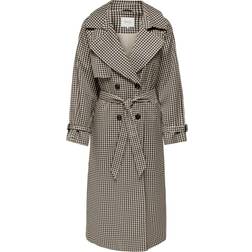 Only Braun karierter Trenchcoat-Brown