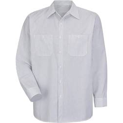 Red Kap mens Long Sleeve Industrial Stripe Work Shirt - White/Charcoal Stripe