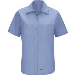 Red Kap Women's Standard Short Sleeve Mimix Work Shirt, Light Blue