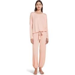 eberjey Gisele Cropped Two-Piece Jersey Pajama Set ROSE CLOUD/NAVY
