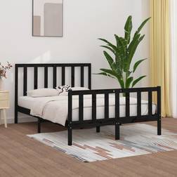 vidaXL black, 140 Solid Wood Bed Frame Sängram