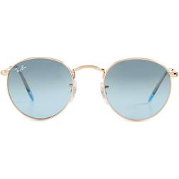 Ray-Ban Round Metal Gradient Gold Frame Blue Lenses 47-21