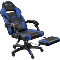 tectake Racing Bürostuhl Comodo mit Fußstütze schwarz/blau