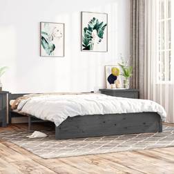 vidaXL grey, 140 Solid Wood Bed Frame Sängram