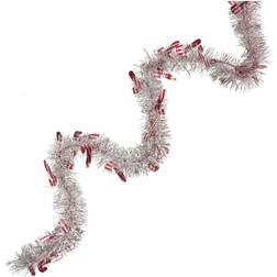 Northlight 3'' Silver Christmas Candy Cane Wrapped Tinsel Garland Decoration