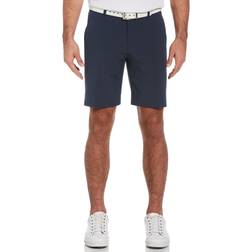 PGA tour Men's Flat Front Horizontal Textured Golf Shorts, 42, Deep Navy Heather Blue, Polyester/Cotton/Elastane Golf Apparel Shop Deep Navy Heather Blue