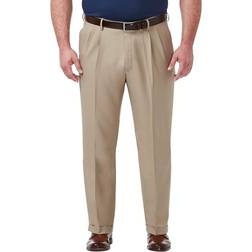 Haggar Men's Big & Tall Premium Comfort Classic Fit Pleat Front Pant, Khaki, 52Wx30L