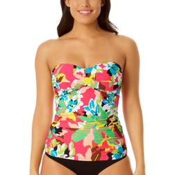 Anne Cole Twist Front Bandeaukini Swim Top - Pink Multi Foral