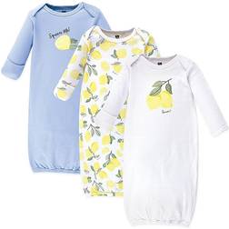 Hudson Baby Size 0-6M 3-Pack Lemon Gowns Lemon 0-6 Months