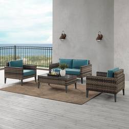 Crosley Furniture Prescott Collection KO70257BR-BL Outdoor Lounge Set