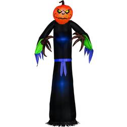 Halloween Haunters Giant 8 Foot Inflatable Black Grim Reaper W/ Orange Pumpkin Head Yard Prop Decoration, LED Lights Indoor Outdoor Lawn Blow Up Orange One Size