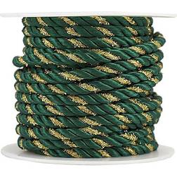 Jam Paper Rope Ribbon 15 Yards Green with Gold 1/Pack