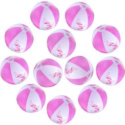 12" Pink Flamingo Party Pack Inflatable Beach Balls Beach Pool Pink Flamingo Themed Party Toys 12 Pack