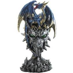 Zingz & Thingz 11.25 Blue and Gold Contemporary Dragon Warrior Halloween Statue