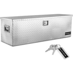ARKSEN 49" Aluminum Tool Box Pick Up Storage Lock W/Key, Silver Silver