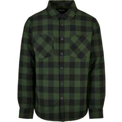 Urban Classics Herren Padded Check Flannel Shirt Hemd, Black/Forest