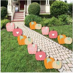 Big Dot of Happiness Girl Little Pumpkin Lawn Decorations Outdoor Fall Birthday Party or Baby Shower Yard Decorations 10 Piece