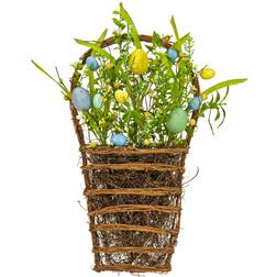 National Tree Company Artificial Hanging Woven Branch Decorated Basket 18"