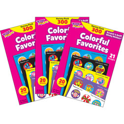 Trend Colorful Favorites Stinky Stickers Variety Pack 300 Per Pack, 3 Packs