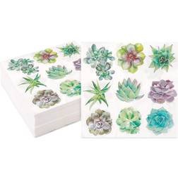 Sparkle and Bash Succulent Paper Napkins for Birthday Party 6.5 In, 100 Pack