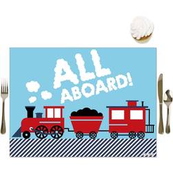 Railroad Party Crossing Party Table Decorations Steam Train Birthday Party or Baby Shower Placemats Set of 16