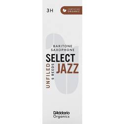 Rico D'Addario Organisch Select Jazz Unfiled Baritone Saxophon-Stimmzungen Saxophonrohre Das erste und einzige Bio-Schilfrohr 3 Hart, 5 Packung