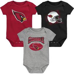 Outerstuff Infant Cardinal/Black/Heathered Gray Arizona Cardinals 3-Pack Game On Bodysuit Set, Infant Boy's, Months