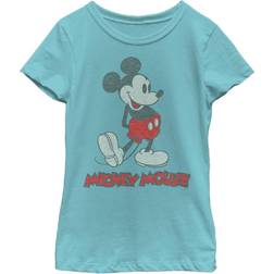 Disney Girl's & Friends Mouse Portrait Child T-Shirt Tahiti Blue