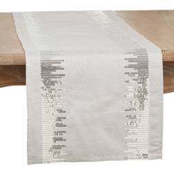 Saro Lifestyle Cleo Sequin Border 72" Tablecloth Silver (182.88x40.64)